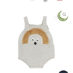 Stella McCartney Kids Gray and Brown Knit One Piece hedgehog cotton wool